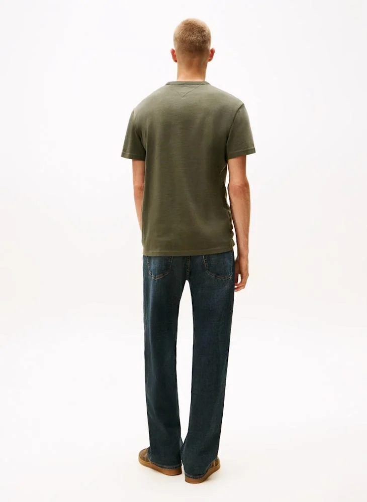 تومي جينز تيشيرت تونال تومي بادج بياقة مستديرة