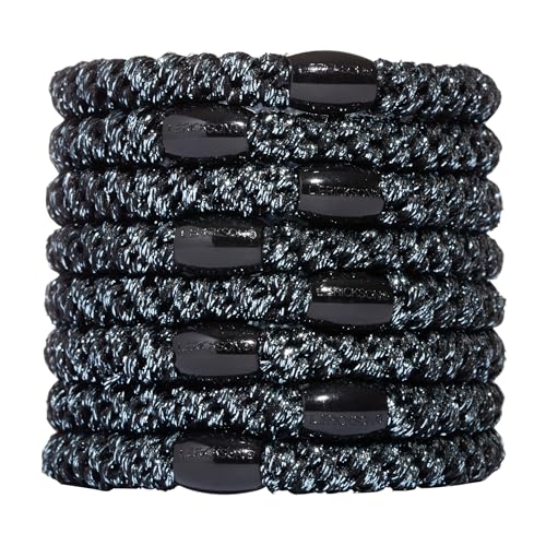 L. Erickson L Erickson Hair Ties for Thick Hair Grab Go Ponytail Holders 8 Pack Metallic Graphite Grey Thick NoCrease Bands with Strong Hold and DamageFree Design - Image 2