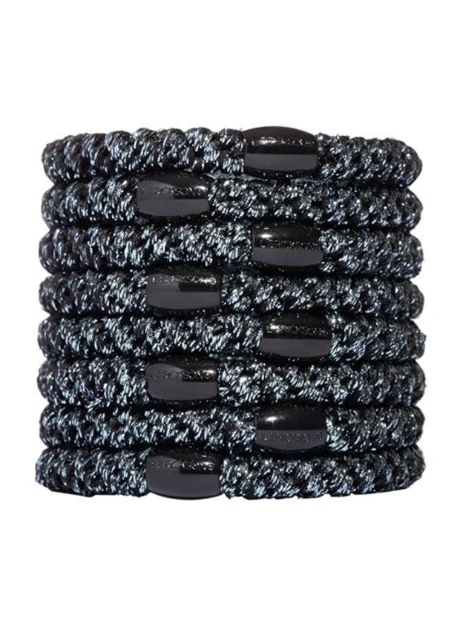 L. Erickson L Erickson Hair Ties for Thick Hair Grab Go Ponytail Holders 8 Pack Metallic Graphite Grey Thick NoCrease Bands with Strong Hold and DamageFree Design - Image 1