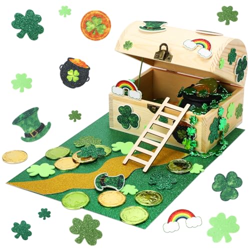 Saypacck Leprechaun Trap Kit for Kids St Patricks Day Wood DIY Craft Kit to Catch a Leprechaun for Classroom Activity St Patricks Day Party Supplies Decorations - Image 1