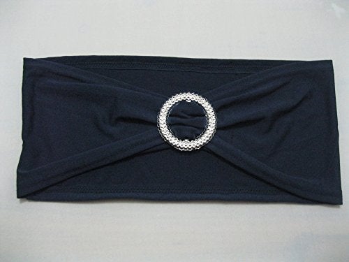 SheYang 100PCS Navy Stretch Chair Sashes Bows Elastic Chair Bands with Buckle Slider Sashes Bows for Wedding Hotel Banquet Birthday Party Decorations (100PCS, Navy Blue) - Image 5