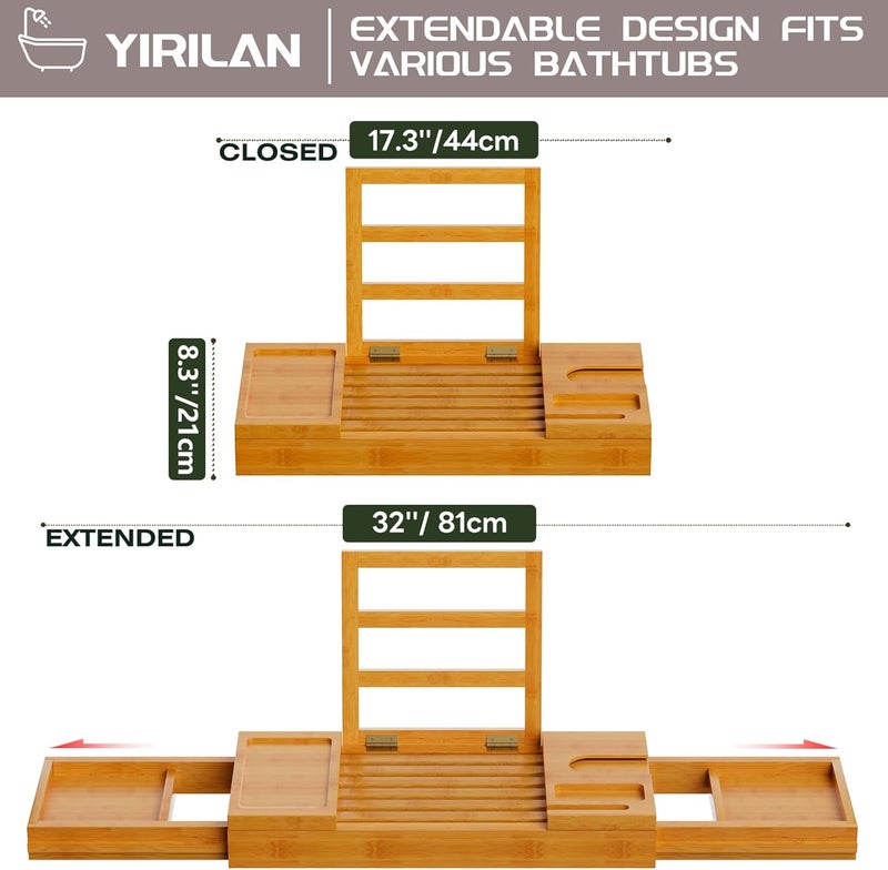 ييريلان حامل حوض الاستحمام الفاخر القابل للتوسيع، حامل حوض استحمام قابل للطي، هدايا للمنزل الجديد، ذكرى الزواج والزفاف للأزواج، هدية حفلة الزفاف للنساء، يناسب معظم أحجام الحمامات - Image 2