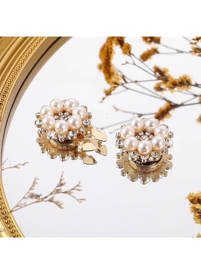 6 Sets Pearl Flower Button Covers Decorative Rhinestone Covers Detachable Shirt Clip on Jewelry Reusable for Crafts DIY Women Men Shirts Blouses Dresses, Gold - Image 3