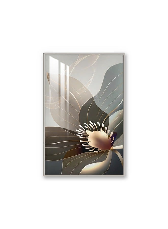 Marktna Decorative Wall Art Painting 120X80Cm With Flowers Design Brown Frame And A Transparent Acrylic Layer 0.5Kg - Image 2