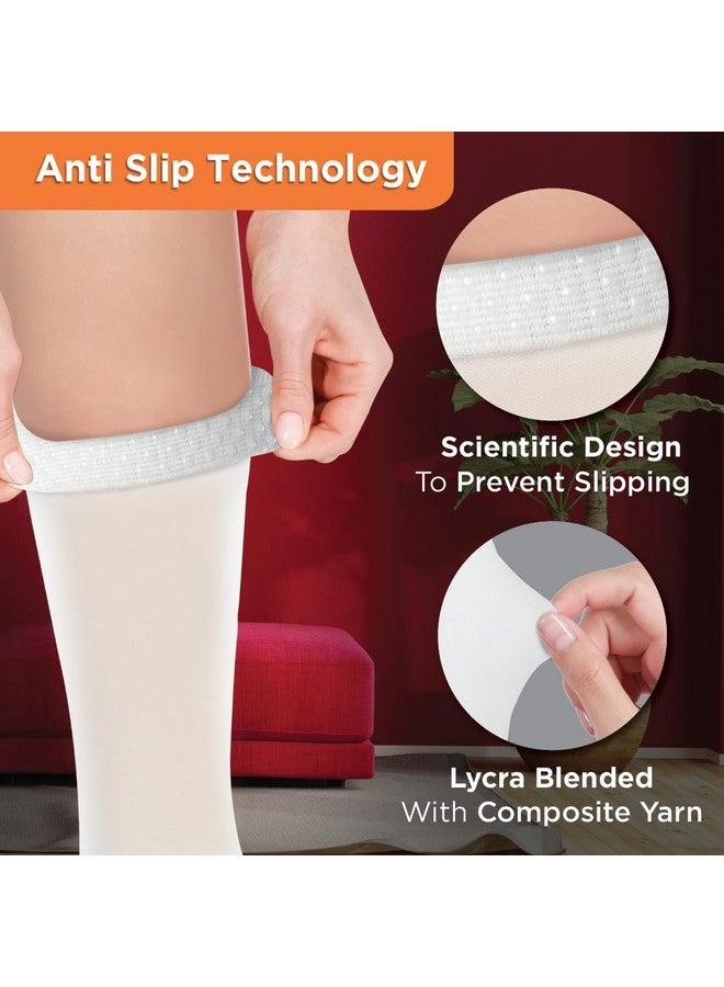 Vissco Anti-Embolism Stockings - Thigh Length - Open Toe (Above Knee), Leg Compression Stocking to Improve Blood Circulation, Swollen, Tired, Aching Legs - XL (White) - 1 Pair - Image 2