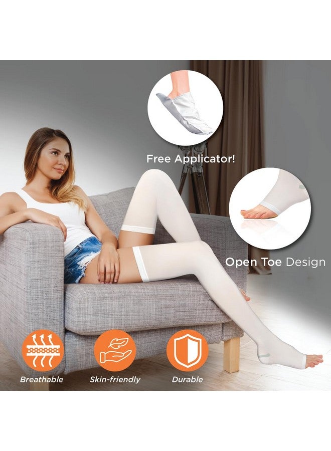 Vissco Anti-Embolism Stockings - Thigh Length - Open Toe (Above Knee), Leg Compression Stocking to Improve Blood Circulation, Swollen, Tired, Aching Legs - XL (White) - 1 Pair - Image 5