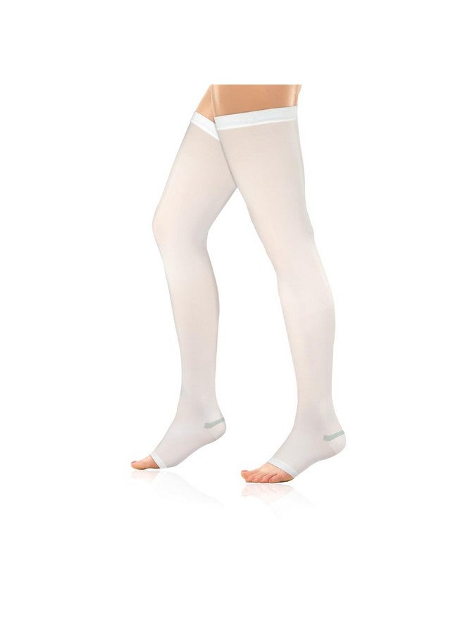Vissco Anti-Embolism Stockings - Thigh Length - Open Toe (Above Knee), Leg Compression Stocking to Improve Blood Circulation, Swollen, Tired, Aching Legs - XL (White) - 1 Pair - Image 1