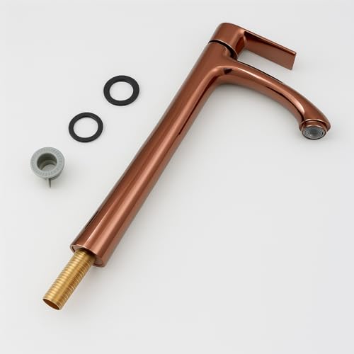 BASSINO Brass Table Top Wash Basin Tap/Stylish Extended Tall Body Pillar Cock/Faucet for Smooth Operation/Long Pillar Cock- 12 inch (Rose Gold) - Image 5