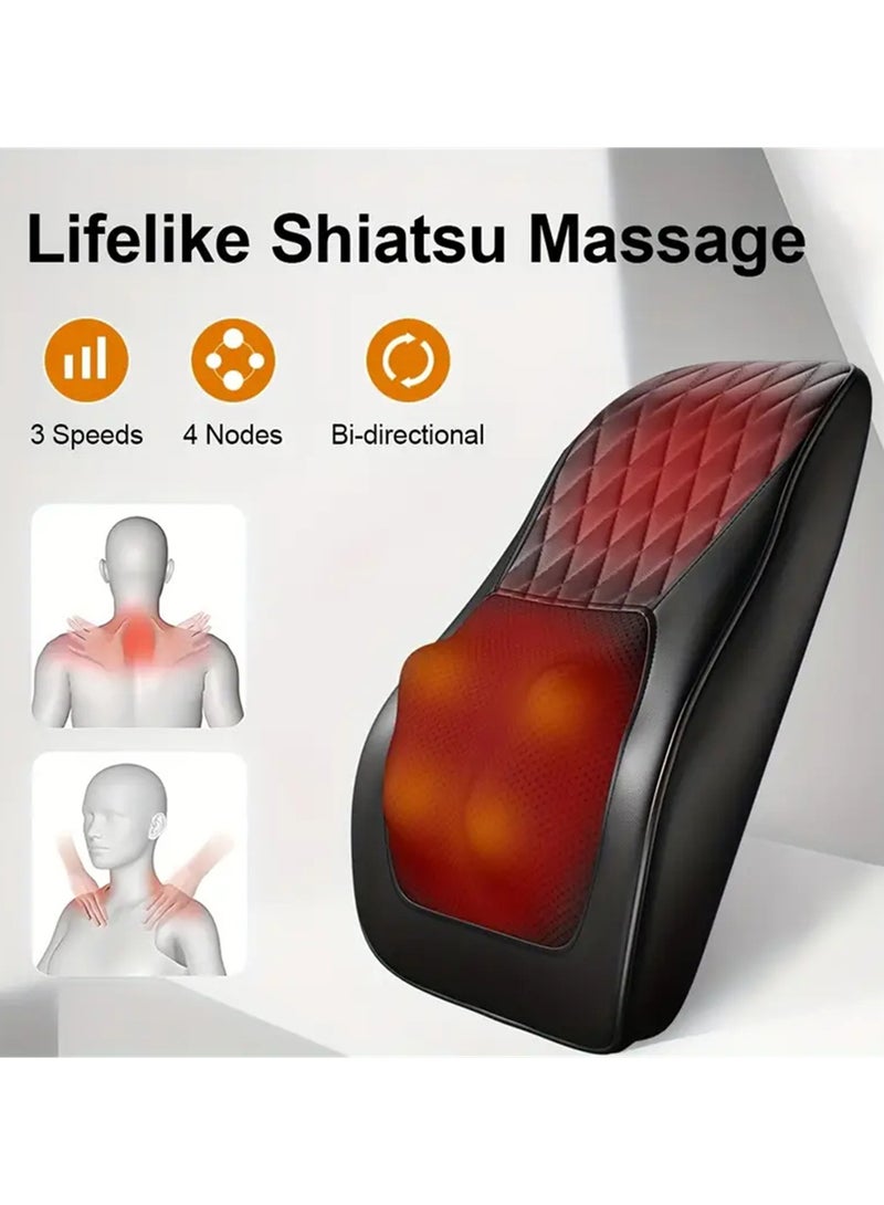 EzzySo مدلك ظهر مع حرارة وسادة تدليك ثلاثية الأبعاد لتخفيف آلام الظهر والرقبة والكتف والساق، مثالي للاستخدام في المنزل والمكتب والسيارة - Image 4