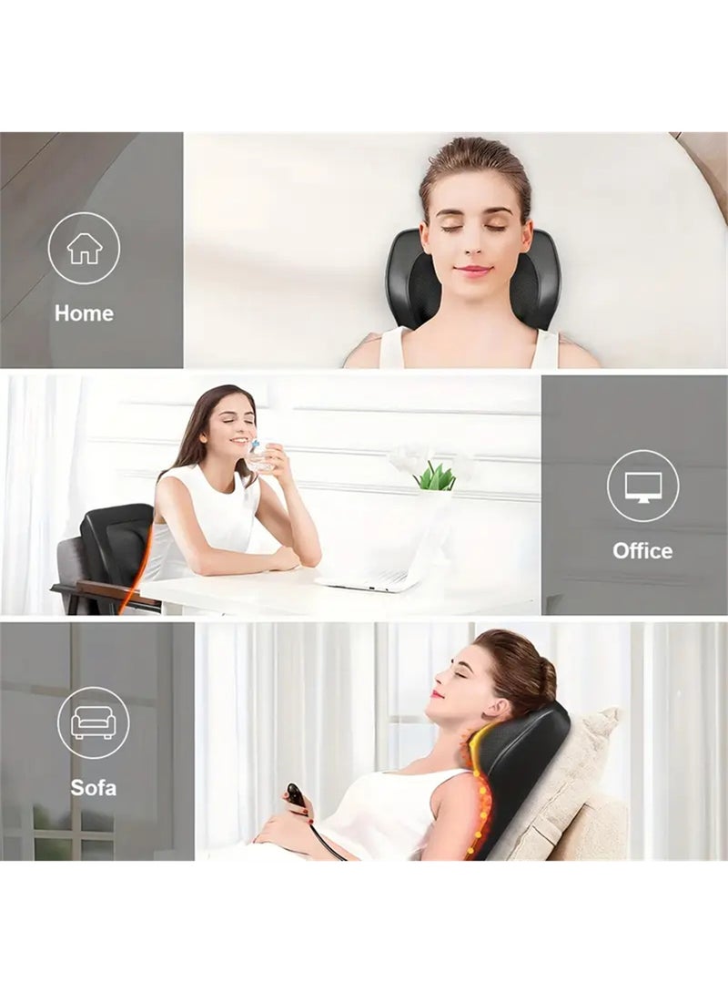 EzzySo مدلك ظهر مع حرارة وسادة تدليك ثلاثية الأبعاد لتخفيف آلام الظهر والرقبة والكتف والساق، مثالي للاستخدام في المنزل والمكتب والسيارة - Image 3