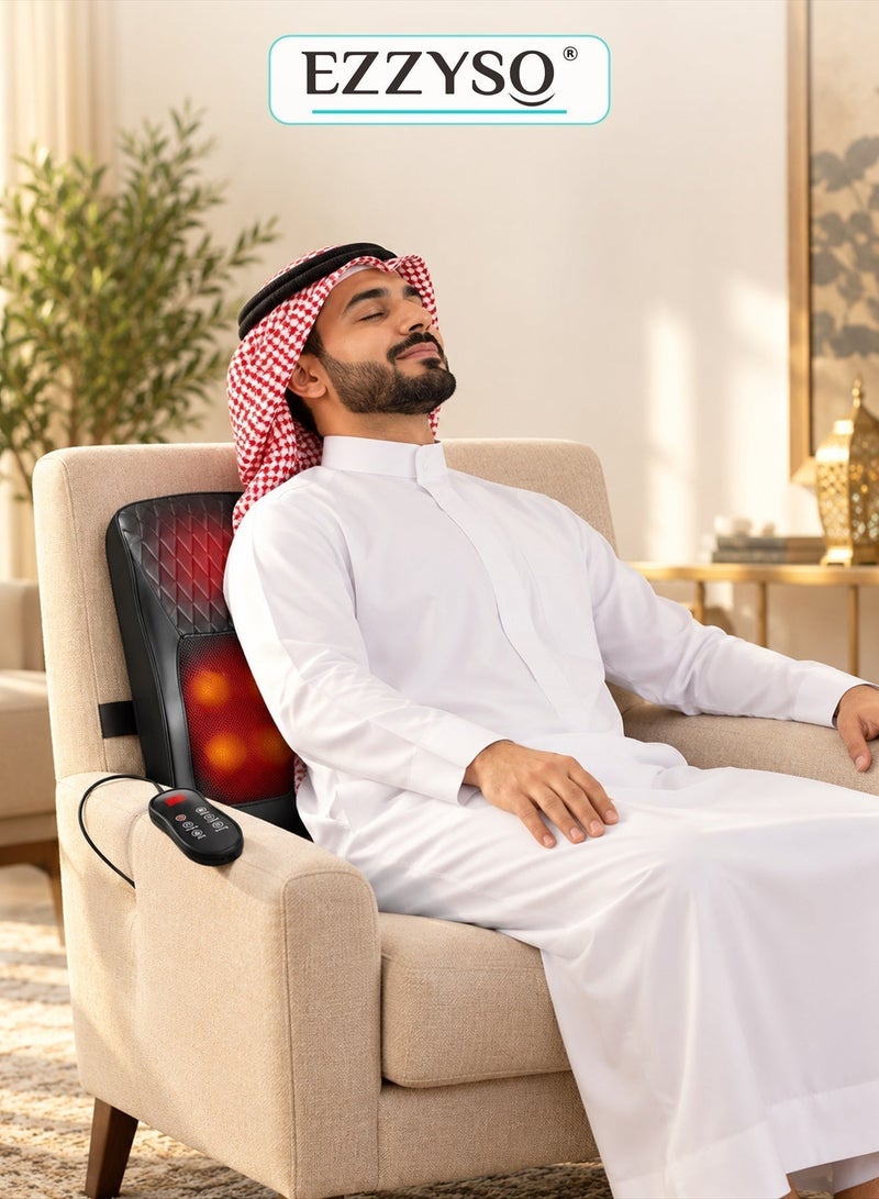 إيزي سو مدلك الظهر مع تدليك بالحرارة وسادة تدليك ثلاثية الأبعاد لتخفيف آلام الظهر والرقبة والكتفين والساقين الأنسجة العميقة مثالية للاستخدام في المنزل والمكتب والسيارة - Image 2