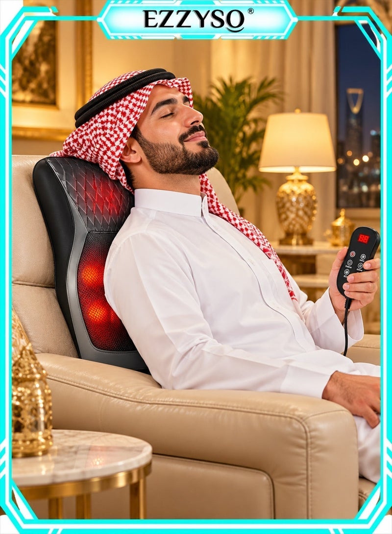 إيزي سو مدلك الظهر مع تدليك بالحرارة وسادة تدليك ثلاثية الأبعاد لتخفيف آلام الظهر والرقبة والكتفين والساقين الأنسجة العميقة مثالية للاستخدام في المنزل والمكتب والسيارة - Image 2