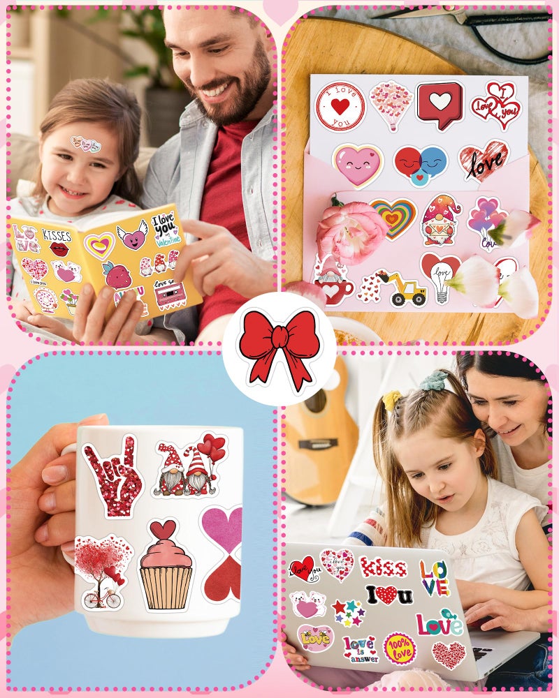 Greingways 300 Pcs Valentines Day Stickers, Bulk Valentines Day Gifts, Heart Stickers Crafts for Kids Classroom School, Party Favors Decorations for Kids Teens Girls - Image 2