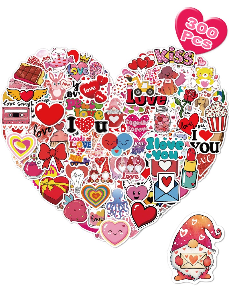 Greingways 300 Pcs Valentines Day Stickers, Bulk Valentines Day Gifts, Heart Stickers Crafts for Kids Classroom School, Party Favors Decorations for Kids Teens Girls - Image 1