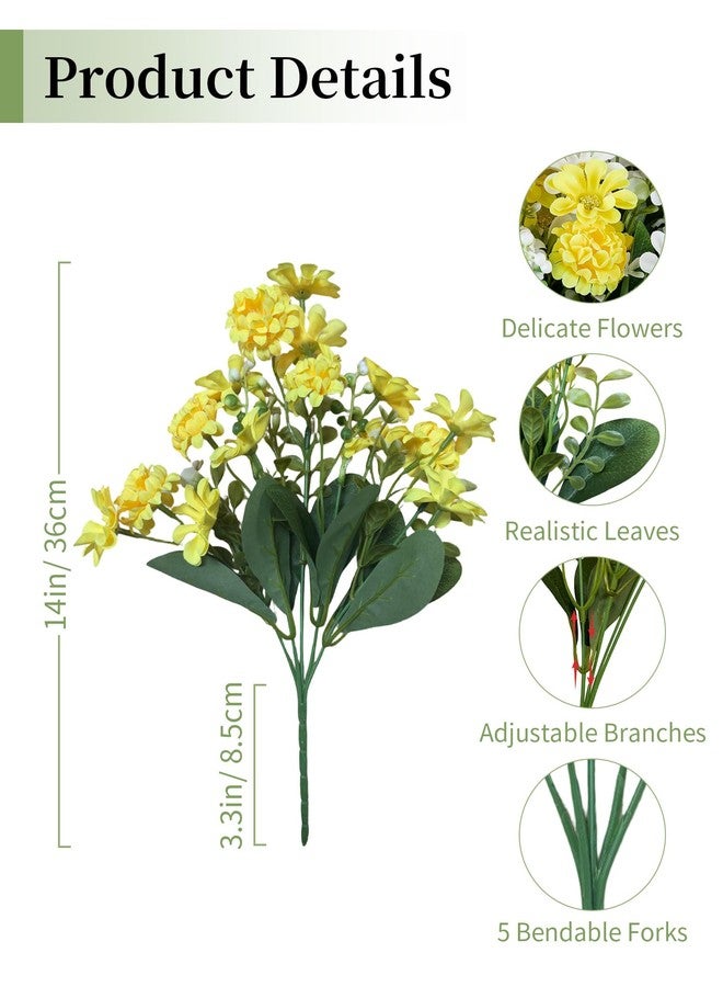 BLOSMON Artificial Flowers for Outdoors Porch: 12 Pcs Fake Flower for Front Door Planters Urns Decorations - UV Resistant Faux Silk Flowers Plant for Garden Window Yard (White Purple Yellow) - Image 4