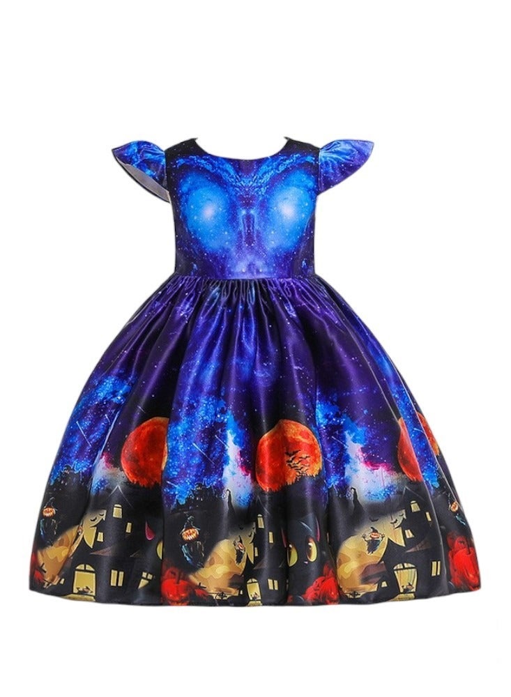 D'Daniela Halloween Printed Dress - Blue - Image 2