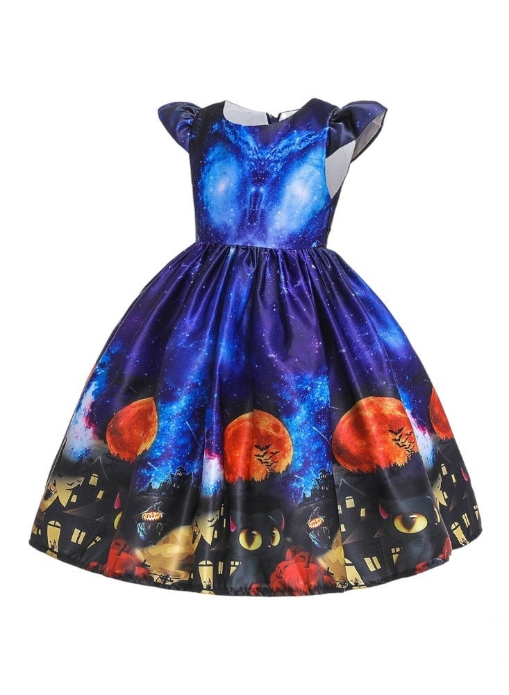 D'Daniela Halloween Printed Dress - Blue - Image 3