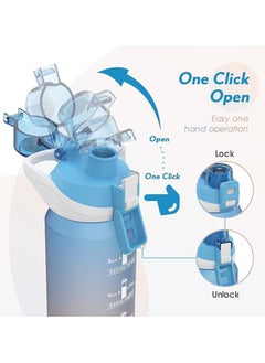 S2C Motivational Water Bottle 1L Water Bottle For Kids School Water Bottles With Straw Leak Proof Water Bottle With Time Marker For Sport, School, Gym, Office (Gradient Blue)  - Image 4