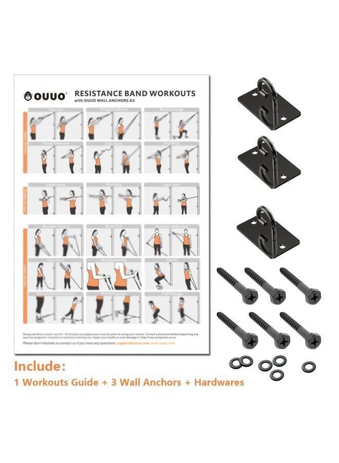 LinMei Wall Mount Workout Anchors for Resistance Bands,Body Weight Straps,Strength Training, Yoga, Home Gym, Physical Therapy Exercise and Closed Loop Bands (Gun-Black) - Image 5