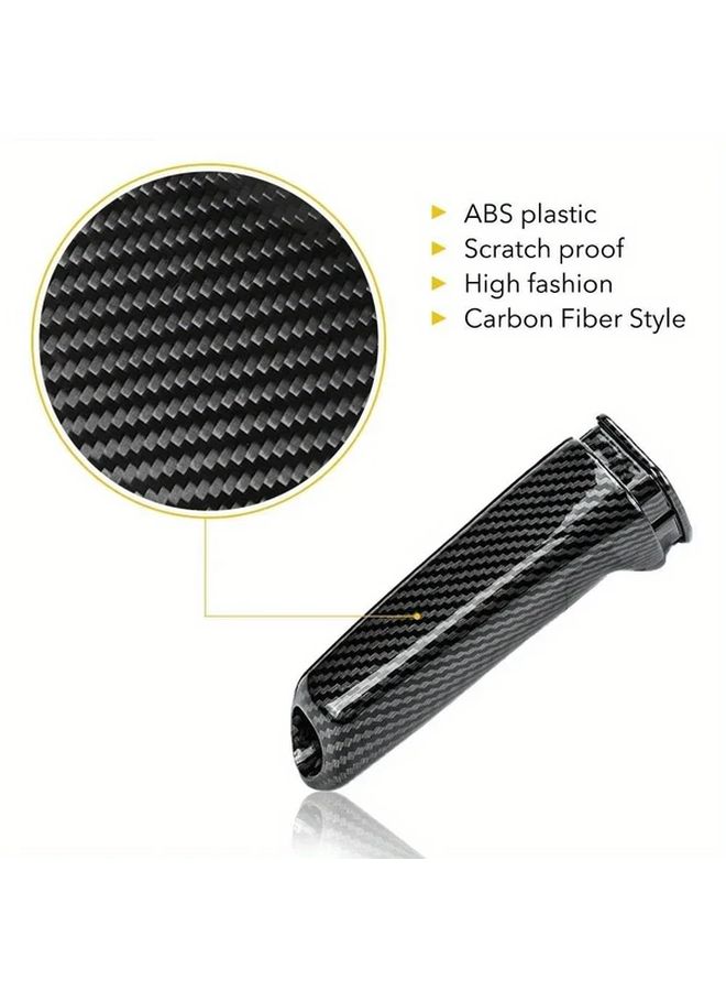Gloss Black Carbon Fiber Handbrake Handle Cover for Car Interior Accessories - Image 3
