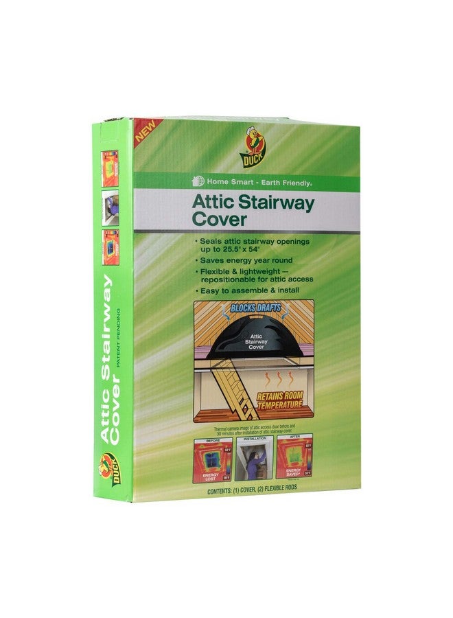 Duck Brand Stairway Attic Cover, Energy Saving Attic Insulation Cover Fits Openings up to 25.5 Inches by 54 Inches for Year-Round Weatherization, Black, 286209