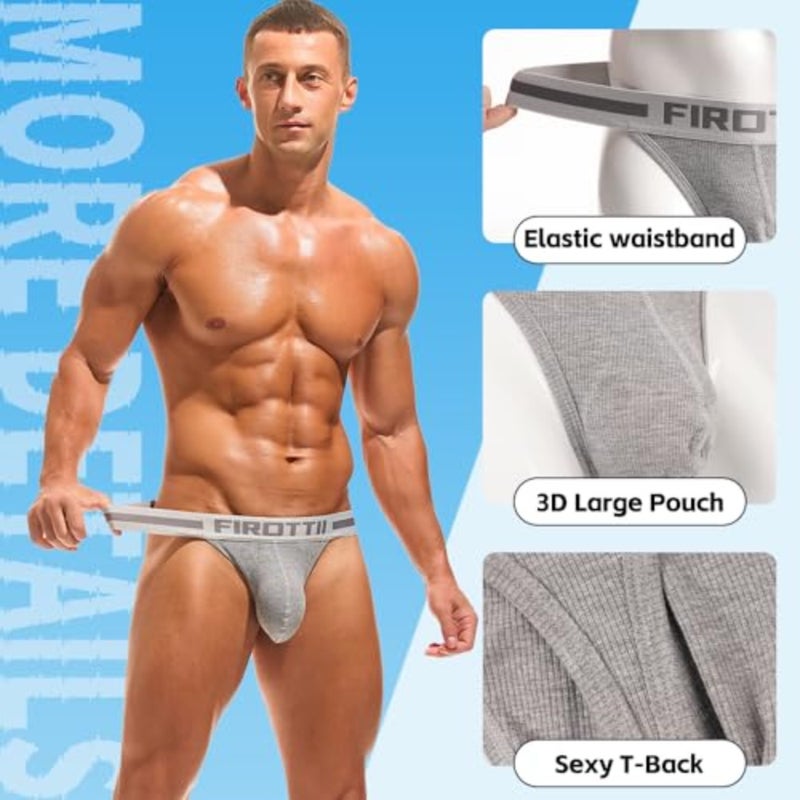 Mens Thong Underwear Ribber G-String Low Rise Briefs T-Back Pouch Stretch and All-day Comfort Lingerie for Men - Image 4