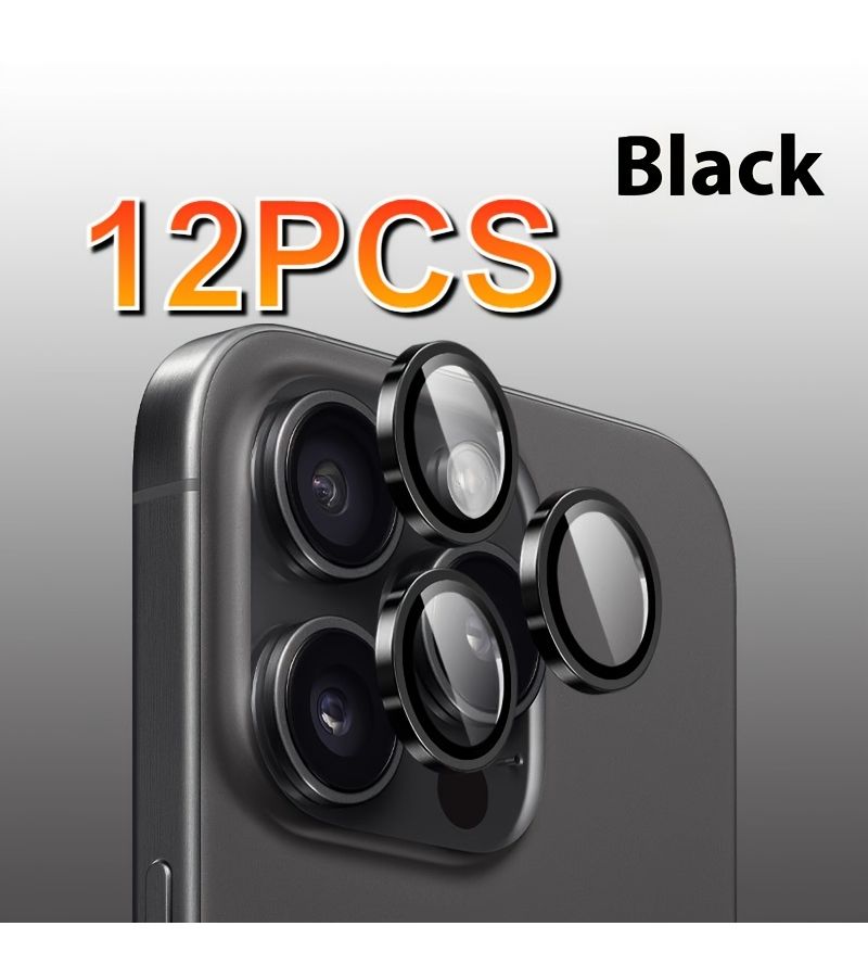 12 قطعة من فيلم حماية شفاف 9H HD من الزجاج المقوى لعدسات الكاميرا لهواتف iPhone 16 وiPhone 16 Pro وiPhone 16 Pro Max - Image 2