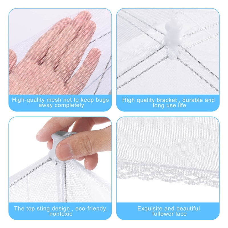 LYDTICK 10 PACK Mesh Food Covers for Outside, Food Covers Outdoors Pop-up Food Tents 2 Extra Large (40"x24") & 8 Large (17"x17") for Picnic, Camping Supplies - Image 4