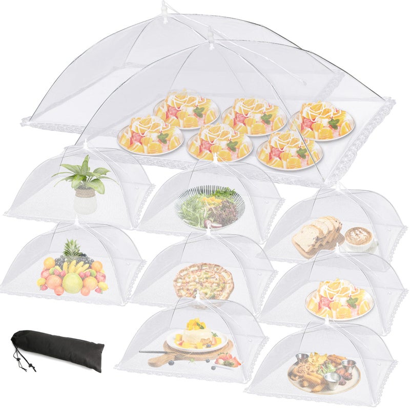 LYDTICK 10 PACK Mesh Food Covers for Outside, Food Covers Outdoors Pop-up Food Tents 2 Extra Large (40"x24") & 8 Large (17"x17") for Picnic, Camping Supplies - Image 1