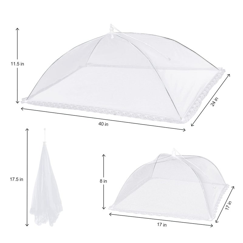 LYDTICK 10 PACK Mesh Food Covers for Outside, Food Covers Outdoors Pop-up Food Tents 2 Extra Large (40"x24") & 8 Large (17"x17") for Picnic, Camping Supplies - Image 2