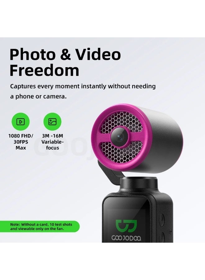 GOOJODOQ 2-in-1 Handheld Camera Fan, 100-Level High Speed Wind, Photo & Video Function, Black, GFS025 - Image 5