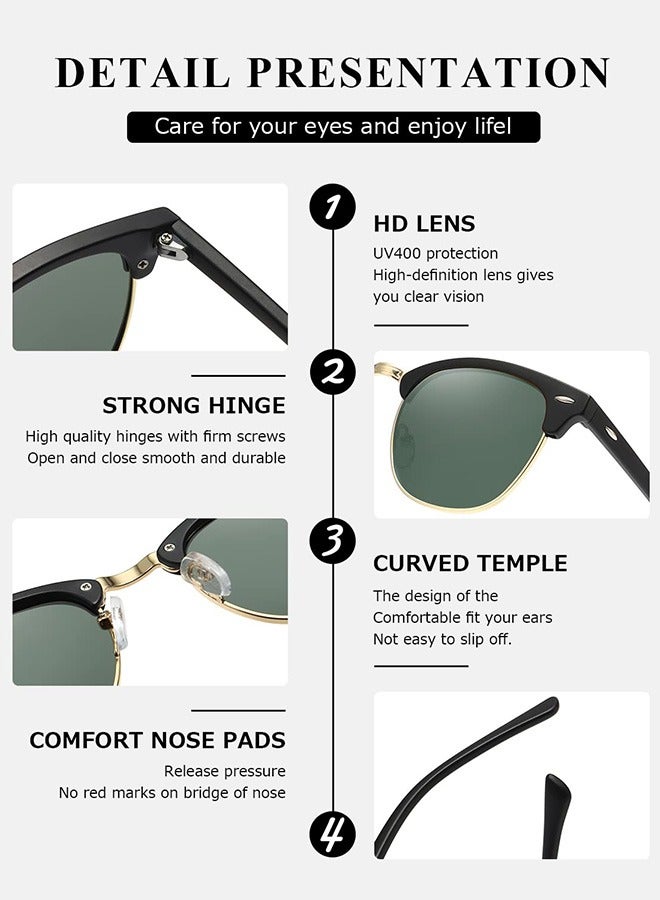 AZorb Semi Frame Sunglasses Men Women High Quality Classic Design Men's Ladies Sun Glassess Fashion Retro Sunglass Accessories UV400 Protection Shades for Driving Travel Daily  - Image 4