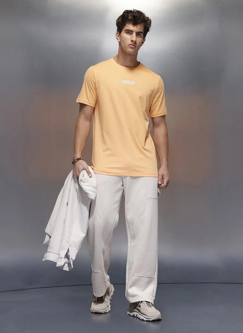 روجن Solid Slim Fit T-Shirt   |  Orange