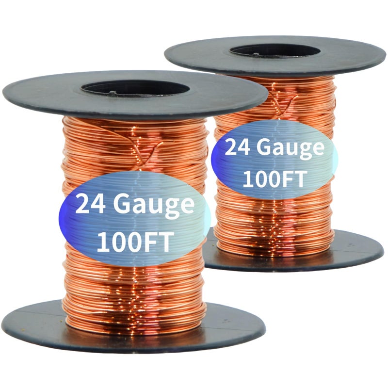 Awilzzoe 200 Feet 24 Gauge 99.9% Pure Soft Copper Wire for Electroculture Gardening, 2 Rolls Bare Soft Copper Wire â€“ Ideal for Plant Growth, Science Projects, DIY Crafts, and Jewelry Making - Image 1