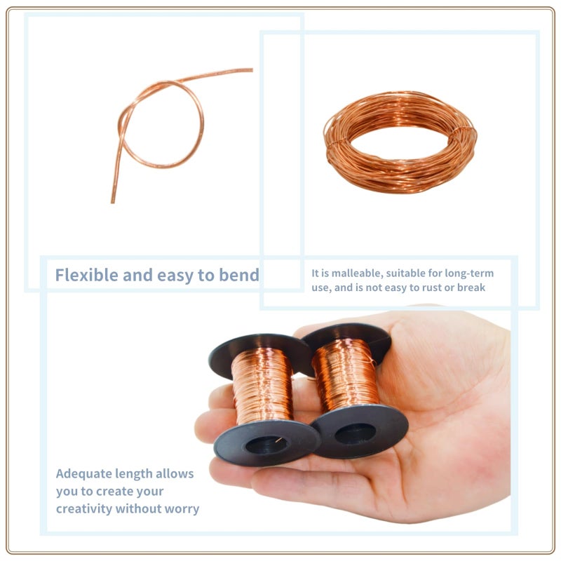 Awilzzoe 200 Feet 24 Gauge 99.9% Pure Soft Copper Wire for Electroculture Gardening, 2 Rolls Bare Soft Copper Wire â€“ Ideal for Plant Growth, Science Projects, DIY Crafts, and Jewelry Making - Image 3