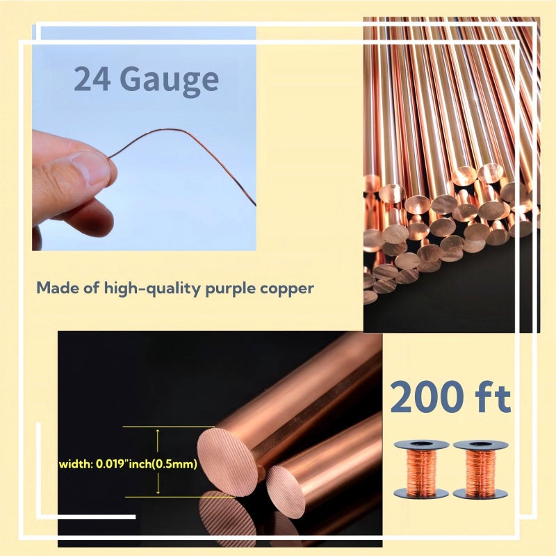 Awilzzoe 200 Feet 24 Gauge 99.9% Pure Soft Copper Wire for Electroculture Gardening, 2 Rolls Bare Soft Copper Wire â€“ Ideal for Plant Growth, Science Projects, DIY Crafts, and Jewelry Making - Image 2