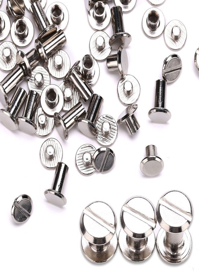 YMAISS 90 Sets Chicago Screws 3 Size 1/4,3/8,1/2in Screw Posts Bookbinding Binding Screw Chicago Button Post Rivets Belt Leather Photo Albums Round Flat Head, Silver Color - Image 4