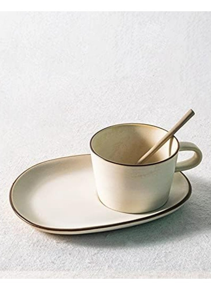 Oasisgalore - Ceramic Cup and Saucer Set for Tea(A Set of Three Pieces) - Image 1