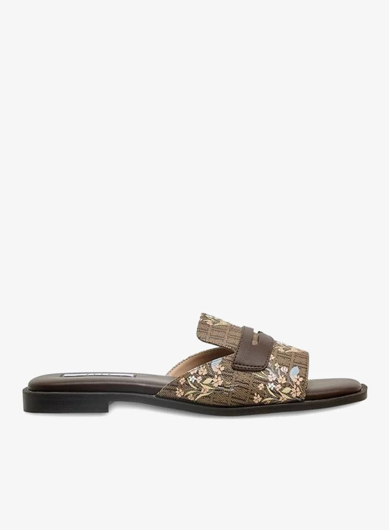 ايل Women Monogram Print Slide Sandals