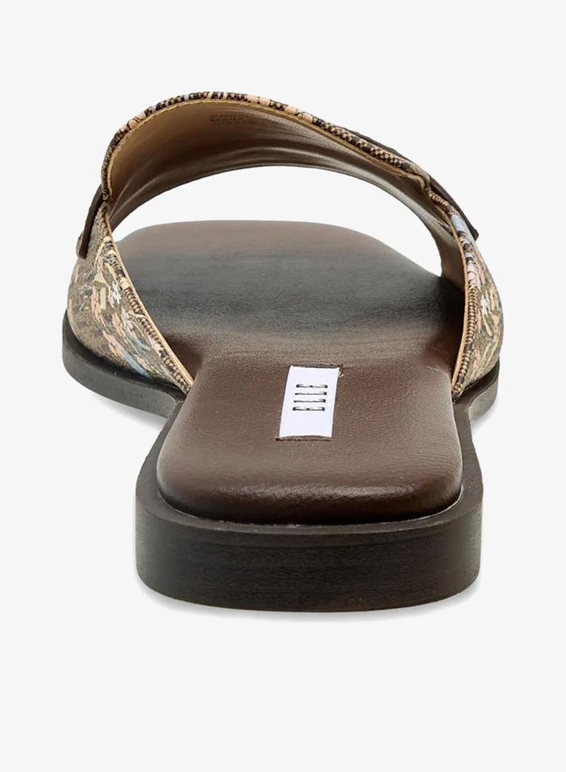 ELLE BROWN Women Monogram Print Slide Sandals for Women | Best Price UAE