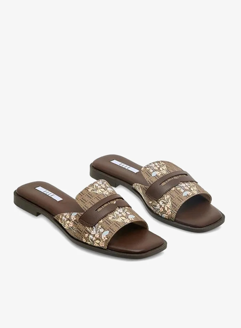 ايل Women Monogram Print Slide Sandals