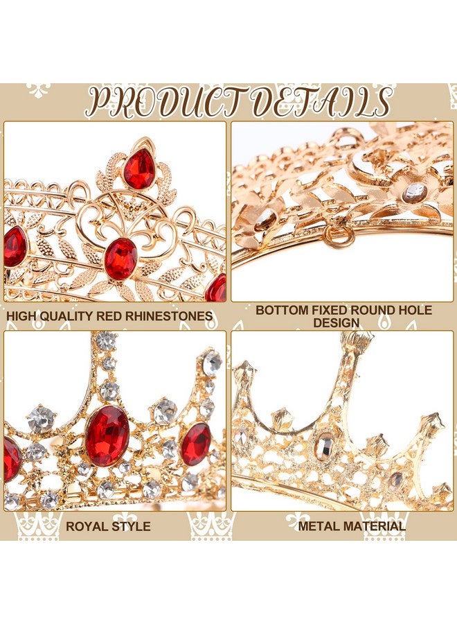 Haomian 2 Pieces Prom King and Queen Crown Set King Crowns for Men Royal Crown with Red Rhinestone Crystal Crowns for Men Women Princess Crown Tiara Costume Headwear for Wedding Birthday Party Costume - Image 3