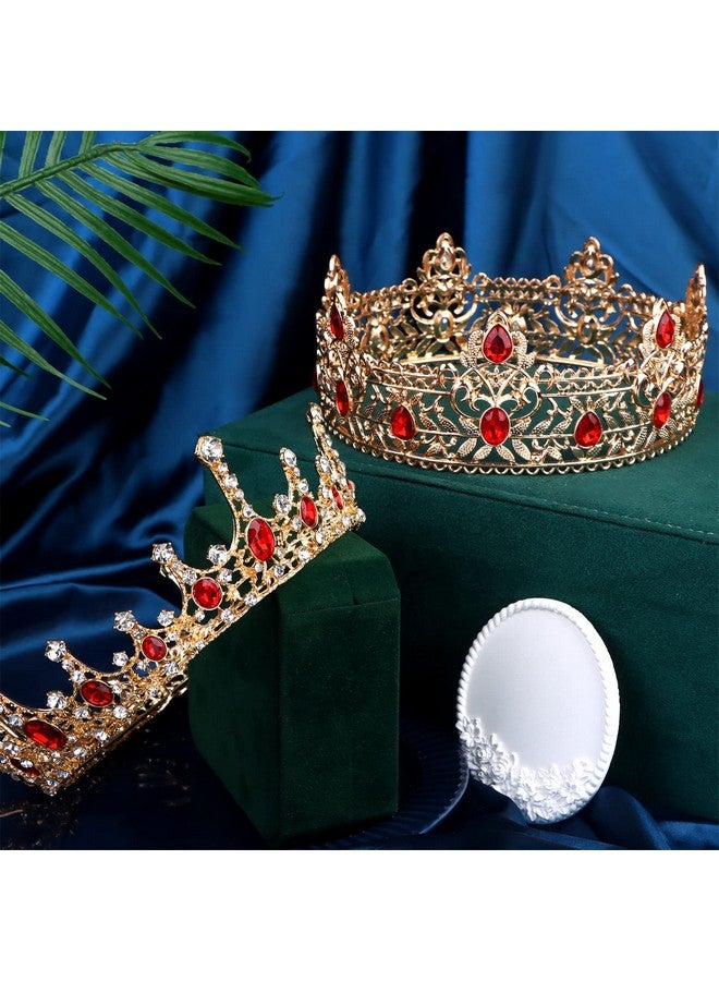 Haomian 2 Pieces Prom King and Queen Crown Set King Crowns for Men Royal Crown with Red Rhinestone Crystal Crowns for Men Women Princess Crown Tiara Costume Headwear for Wedding Birthday Party Costume - Image 5