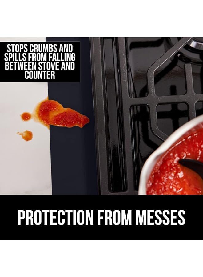 erorex Silicone Stove Gap Covers Heat Resistant Flexible Stovetop Filler Between Counters And Cooktops Seamless Hidden Oven Side Guard Prevents Counterspace Mess 21 Inch Black 2 Pack - Image 2