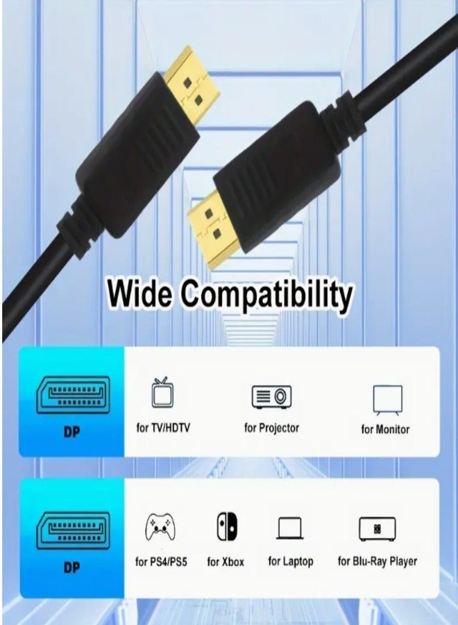 DisplayPort Cable（DP TO DP）3M DisplayPort To Display Port Cable Black Durable Black Design for Gaming, PC, Laptop Setup, Gaming Setup, Sleek Cable Design, Highspeed Connectivity - Image 2