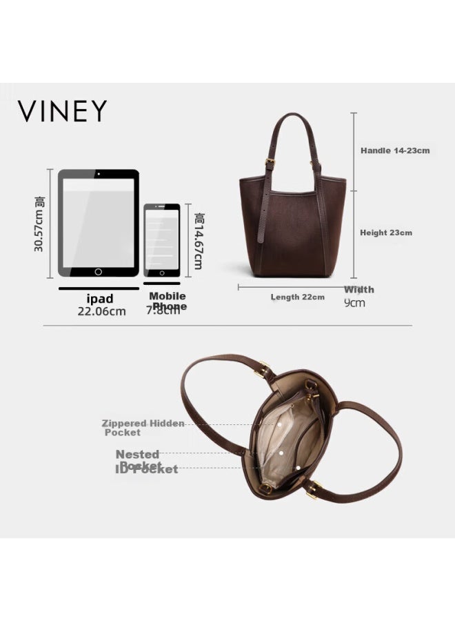 Viney Genuine Leather Women's Handbag Basket Tote Luxury Crossbody Shoulder Bag Birthday Women's Day Gift - Image 5