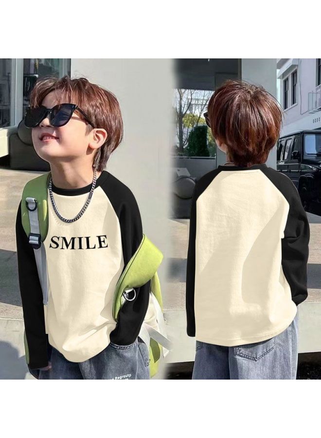 Children's Autumn And Winter New Round Neck German Velvet Bottoming Shirt, Warm Splicing T-shirt, Boys' Cartoon Top - Image 1