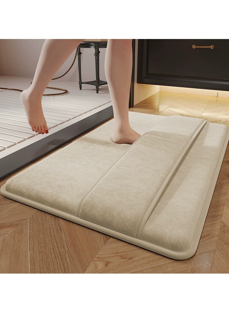 Quick-Dry 2-in-1 Memory Foam Bath Mat - Non-Slip Absorbent Shower Rug for Bathroom Floor, Machine Washable, 80x50cm, Soft & Safe for Kids/Pets