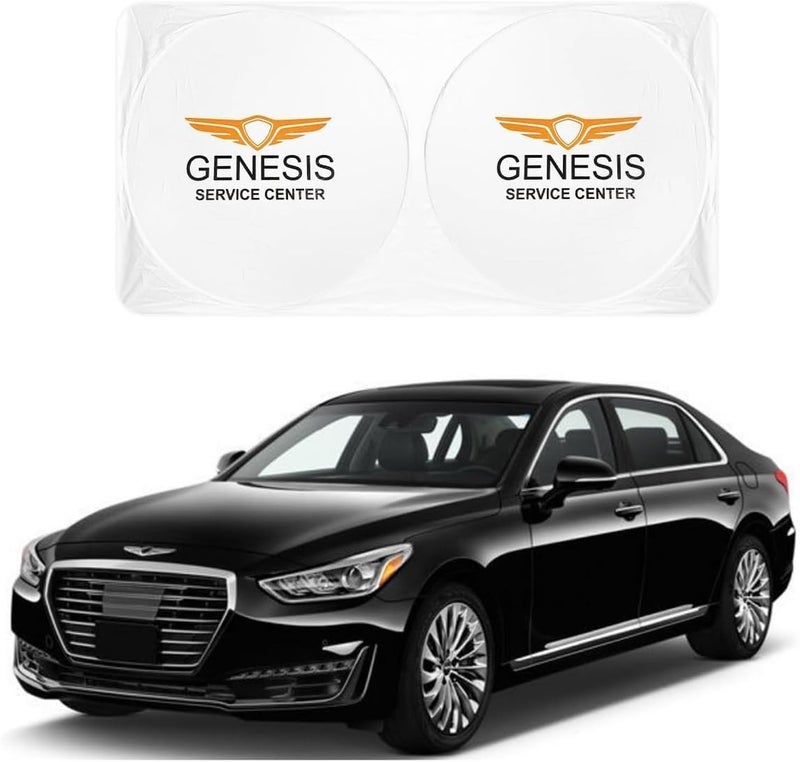 GENESIS Foldable Car Windshield Sunshade for Front Glass – 150 × 75 cm Reflective UV Protection Sun Shade, Heat Reduction Interior Protector with Easy Twist Fold Storage - Image 1
