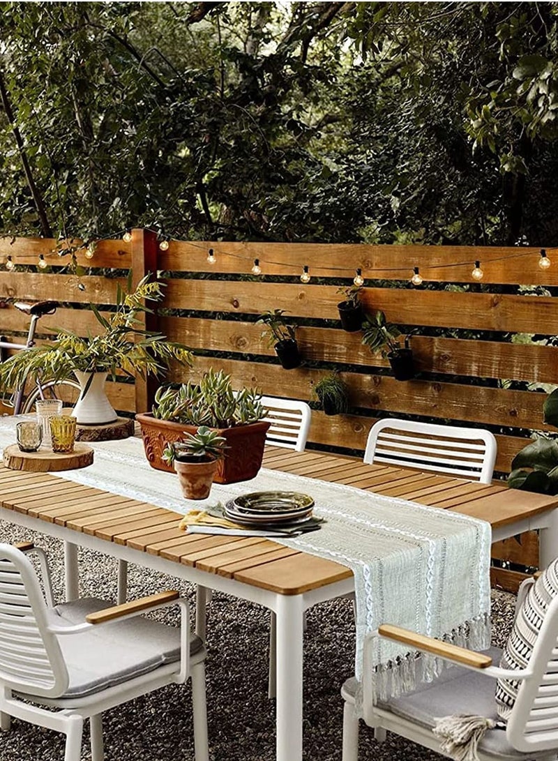 KASTWAVE Braided Farmhouse Table Runner Vintage Woven Table Runner Cotton Linen Table Decorations with Tassel for Dining Party Holiday for Home Bedroom Rustic Wedding Party Coffee Dining 13 x 70 Inches - Image 3